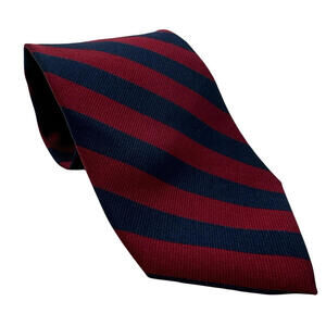 Brooks Brothers 100% Silk Striped Neck Tie Red Navy Blue